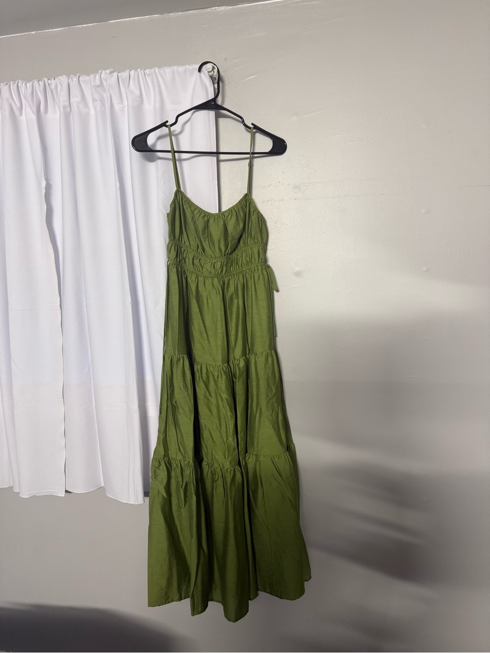 Nordstrom Olive Green Spaghetti Strap Tiered Maxi Dress